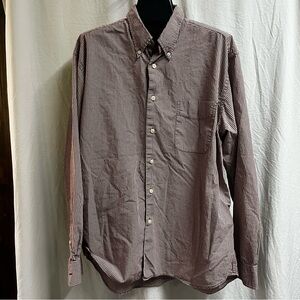 Eddie Bauer Shirt Men's Size Large Gingham Button Down Long Sleeve Red Cream